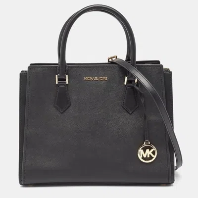 Michael Kors Saffiano Leather Large Hope Tote In Black