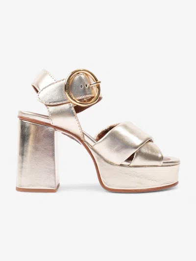 See By Chloé Lyna Platform Sandals 90mm Leather In Gold