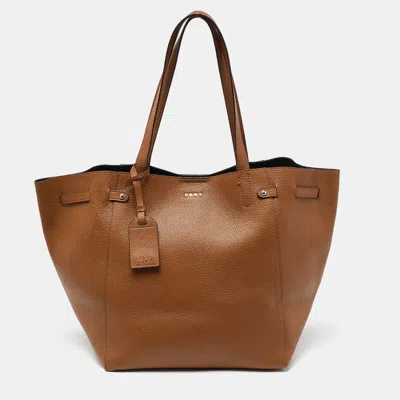 Dkny Leather Shopper Tote In Brown