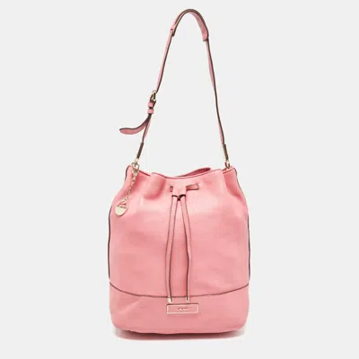 Dkny Leather Drawstring Bucket Bag In Pink