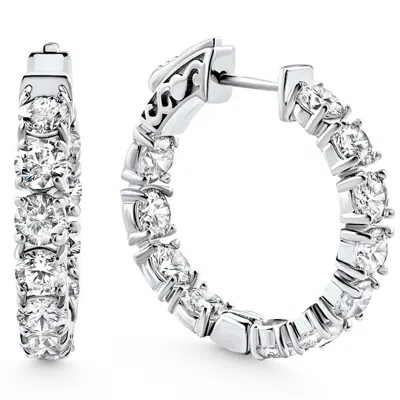 Pompeii3 3 3/4ct Diamond Inside Outside Hoops 14k Gold 1" Lab Grown Women's Earrings In Multi