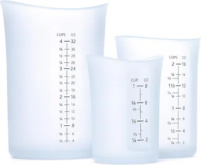 Isi Basics Silicone Flexible Clear Measuring Cup, Set Of 3, 1-cup, 2-cup, 4-cup, Clear In Multi