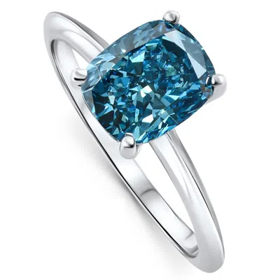 Pompeii3 2.03ct Cushion Blue Diamond Solitaire Engagement Ring 14k White Gold In Multi