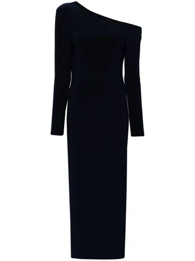 Norma Kamali One-shoulder Column Maxi Dress In Blue