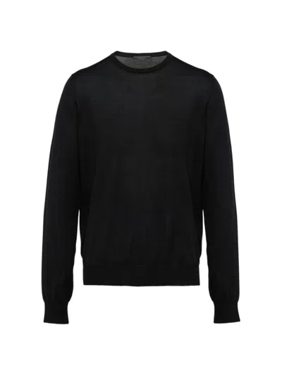 Prada Soft Cashmere Crew-neck Sweater In Nero