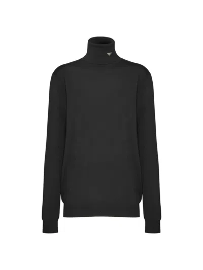 Prada Superfine Wool Turtleneck Sweater In Black