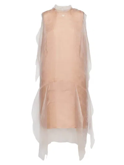 Prada Technical Voile Dress In Pink