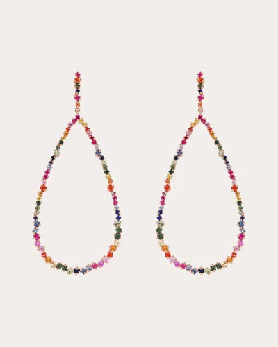 Suzanne Kalan Women's Rainbow Sapphire Elongated Pear Drop Earrings