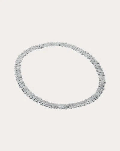 Suzanne Kalan Women's Diamond Deco Pavé Tennis Necklace In Silver