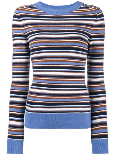 Joostricot Striped Metallic Stretch-knit Sweater In Multicolor