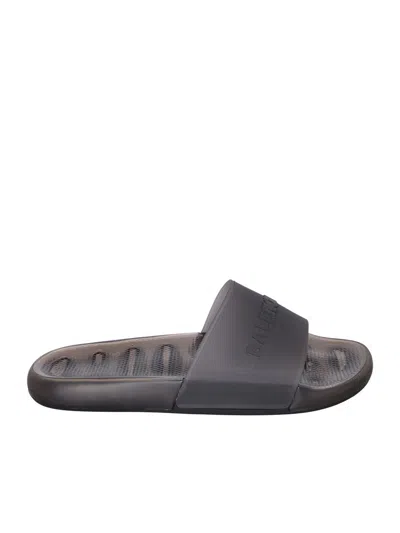 Balenciaga Pool Logo Sandals In Black