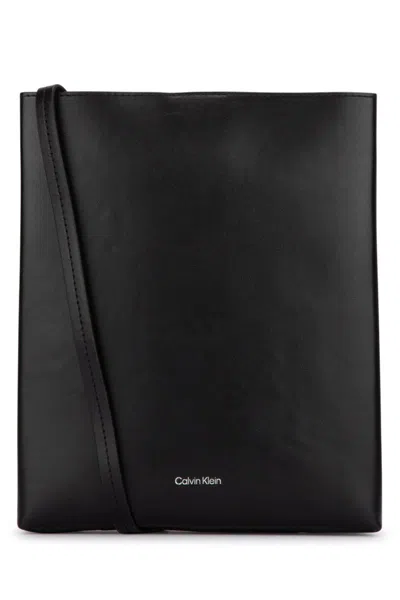 Calvin Klein Leather Crossbody Bag In Black
