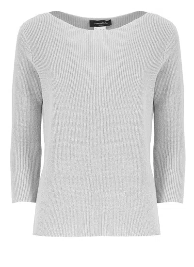 Fabiana Filippi Cotton Blend Crewneck Sweater In Grey