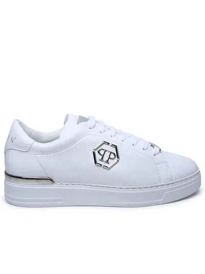 Philipp Plein Hexagon White Leather Sneakers