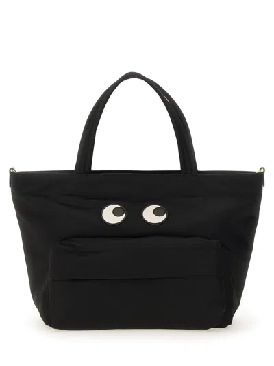 Anya Hindmarch Mini "eyes" Tote Bag In Black