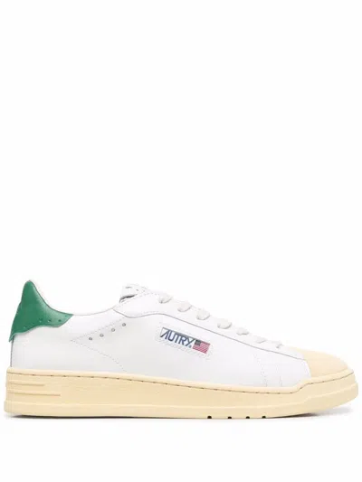 Autry Dallas Low Top Leather Sneakers In Bianco E Verde