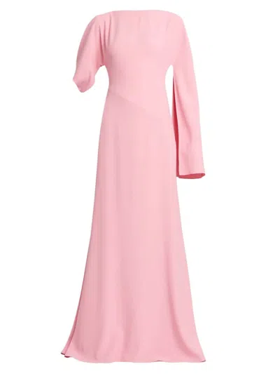 Alexander Mcqueen Asymmetric Paneled Crepe Gown In Cherry Blossom Pink