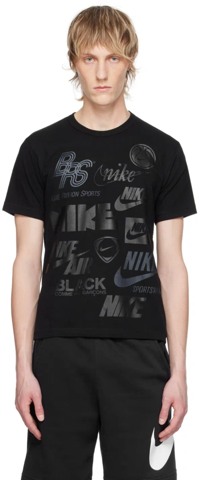 Black Comme Des Garçons X Nike Multiple-logos T-shirt In Black
