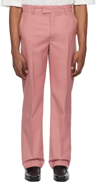 Séfr Mike Straight-leg Pleated Woven Suit Trousers In Pink