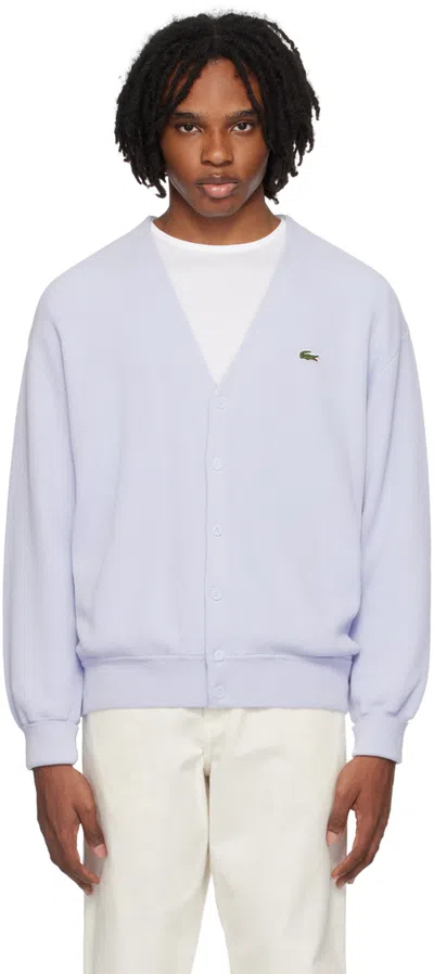 Lacoste Cotton V Neck Cardigan - M - 4 In Blue
