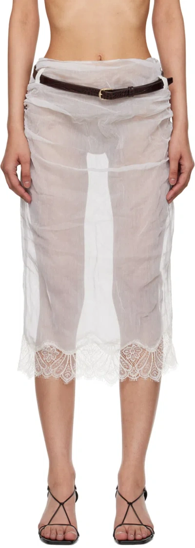 Coperni Wrinkled Organza Belt Skirt In White