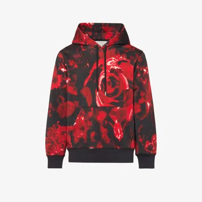 Alexander Mcqueen Wax Flower Hooded Sweatshirt In Red