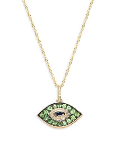 Effy Women's 14k Yellow Gold, Multi Stone Stone Evil Eye Pendant Necklace