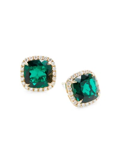 Effy Women's Radiant Value 14k Yellow Gold, Emerald & Lab Grown Diamond Stud Earrings