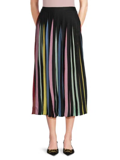 Valentino Women's Pleated Midi A Line Skirt In Nero