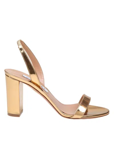 Aquazzura Sandal In Mirrored Leather In Gold