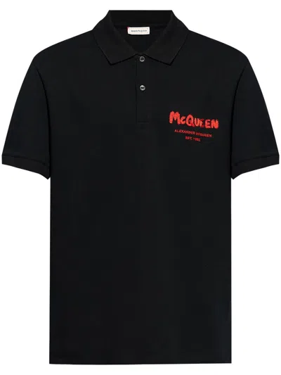 Alexander Mcqueen Alexander Mc Queen "mc Queen Graffiti" Polo Shirt In Black