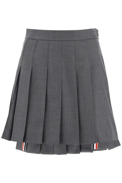 Thom Browne Wool Pleated Mini Skirt In Grey