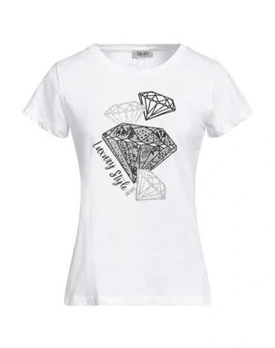 Liu •jo Woman T-shirt White Size L Cotton, Elastane