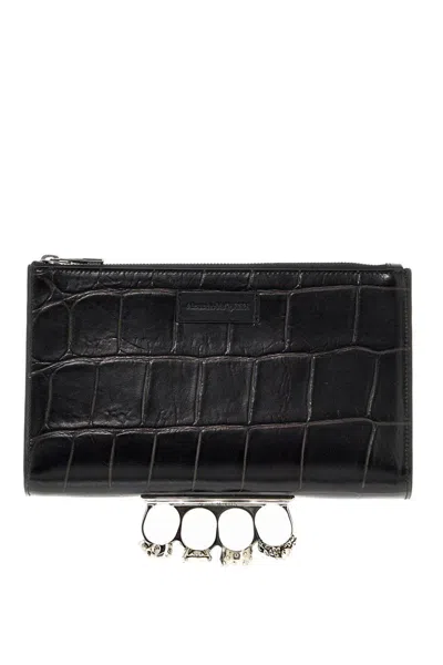 Alexander Mcqueen Four Rings Pouch In Black