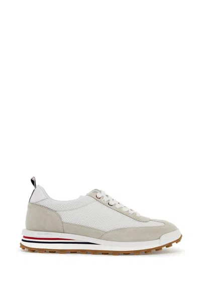Thom Browne Mesh And Suede Leather Sneakers In 9 In Bianco