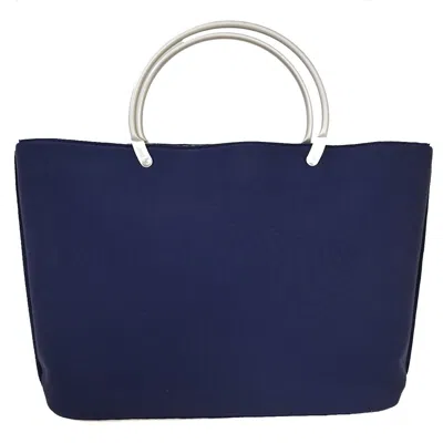 Pre-owned Chanel Cabas Navy Synthetic Tote Bag ()