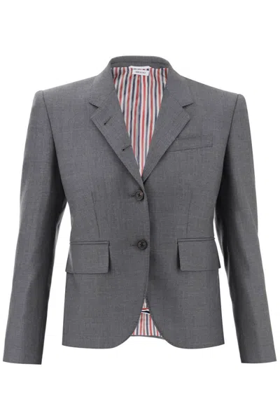 Thom Browne Single-breasted Cropped Jacket In 120's Wool In Grey
