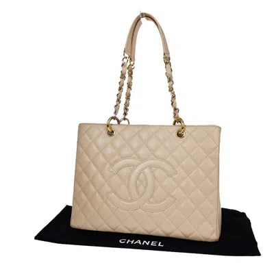 Pre-owned Chanel Grand Shopping Beige Leather Tote Bag ()
