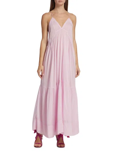 Isabel Marant Women's Katniss V-neck Tiered Maxi Dress In Light Pink