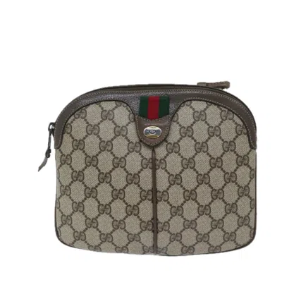 Gucci Sherry Beige Canvas Shoulder Bag () In Brown