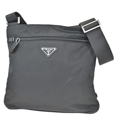 Prada Tessuto Black Synthetic Shoulder Bag () In Gray