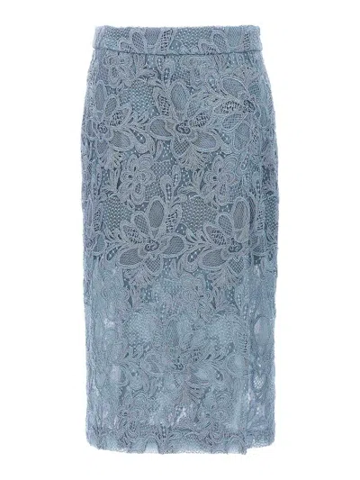 Ermanno Scervino Lace Skirt In Light Blue