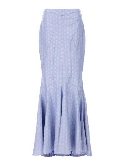 Etro Long Print Skirt In Light Blue