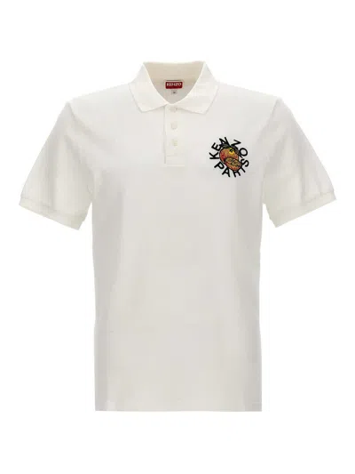 Kenzo Logo-embroidered Cotton Polo Shirt In White