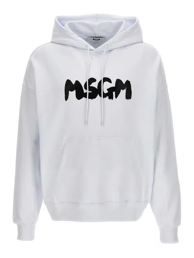 Msgm Logo-print Hoodie In White