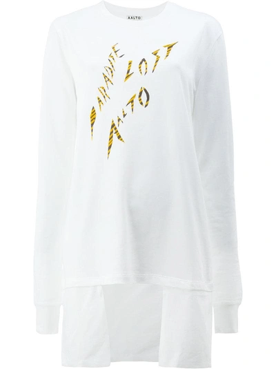 Aalto Asymmetric Long Sleeve Shirt With Print - White