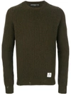 DEPARTMENT 5 DEPARTMENT 5 DESTROYED CREW NECK RIBBED JUMPER - GREEN,17IDPUU15M10FF15312271214