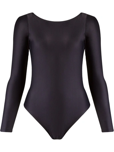 Brigitte Open Back Bodysuit In Black
