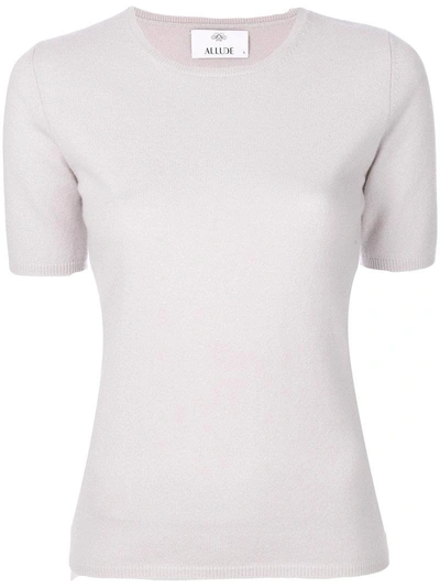 Allude Short Sleeve Jumper - Neutrals In Nude & Neutrals