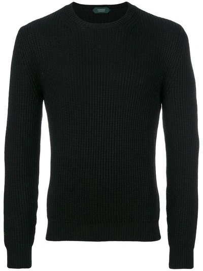 Zanone Ribbed-knit Wool Sweater In Blue